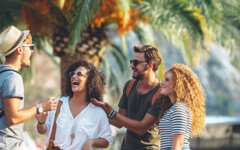 a group of people standing outside
