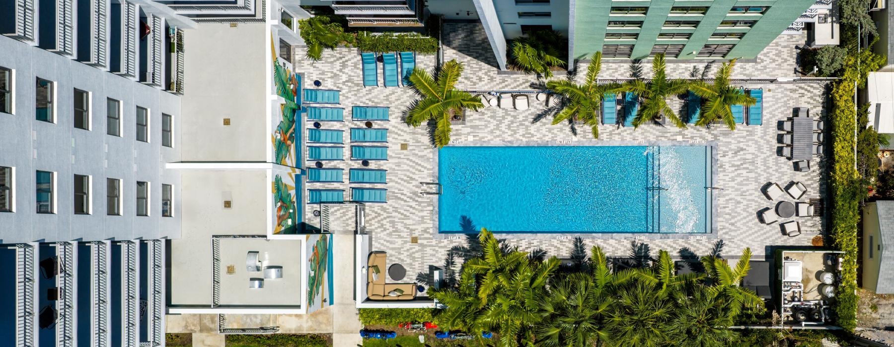 aerial view of the pool area